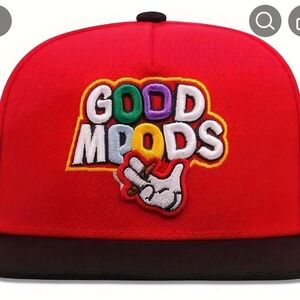MEN AND WOMEN Red and Black Cap with Embroidered Design